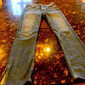 Grlfrnd jeans.  Button fly high waste.